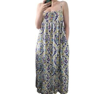 BANJANAN Kaylee Cotton Midi Dress In Paisley Saturn Summer Cottagecore‎ Fairy